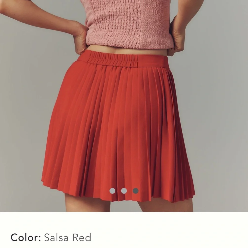 Hutch for Anthropologie New W-Tags gold Button Front Mini Skirt Salsa Red cute! - Picture 4 of 4